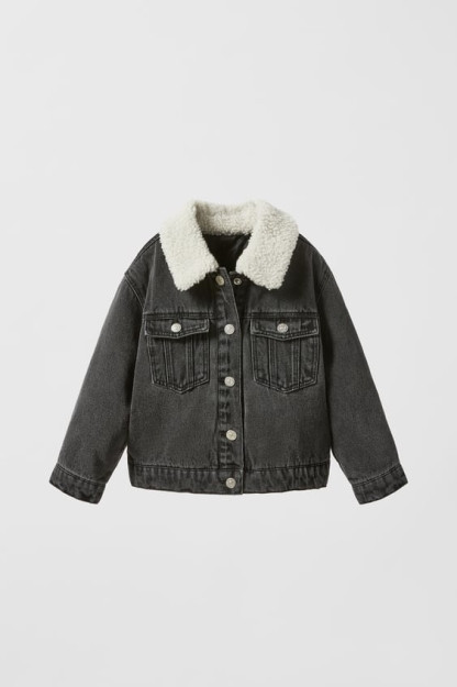 3-4 yillik yamoqli Denim va sun'iy qo'y terisi ko'ylagi (104 sm) 04433507-V2023