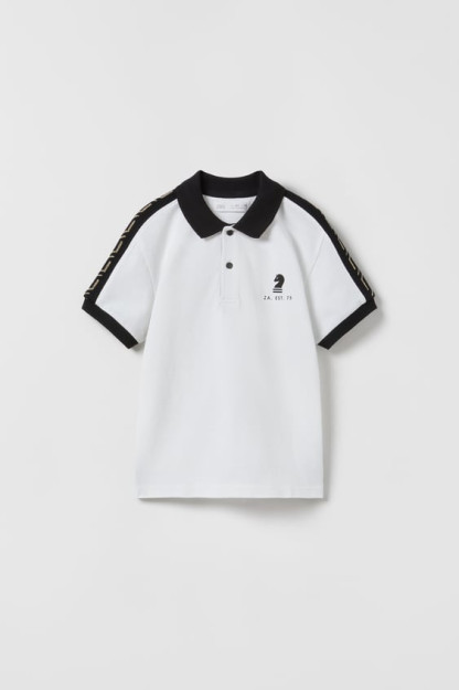9-10 yil (140 sm)kontrastli lentali Polo futbolka 01716674-V2023