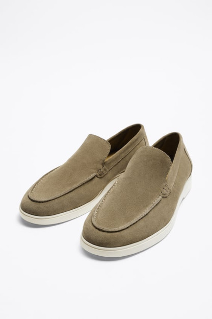 Кожаные лоферы с замшевой отделкой ZARA 44