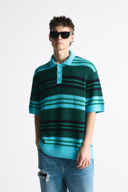CHIZIQLI TRIKOTAJ POLO T-SHIRT L-XL (AQSH L-XL) 03597407-V2023