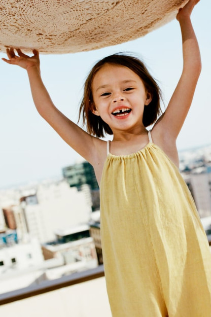 ЛИНЕН ДУНГАРИ СО ШНУРКАМИ 5-6 years (116 cm)