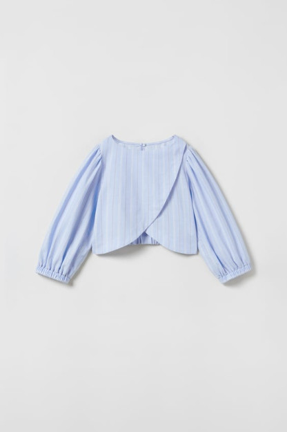 Chiroyli chiziqli poplin top 9 yil (134 sm) 01262418-V2023