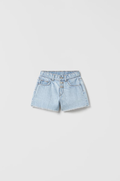 12-18 oylik (86 sm)trikotaj detallari bilan Denim Bermud shimlari 04110500-V2023