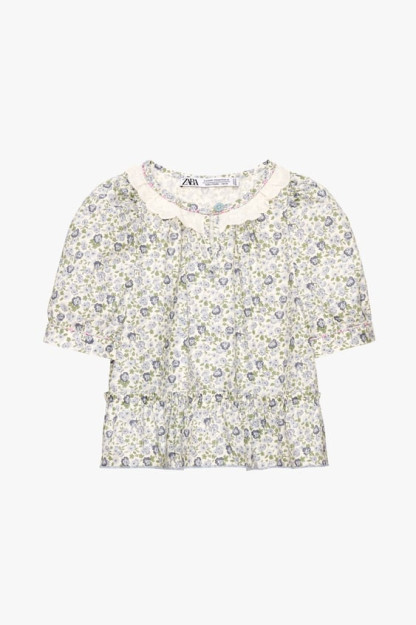 Детская поплиновая рубашка с цветочками ZARA 11-12 years (152 cm)