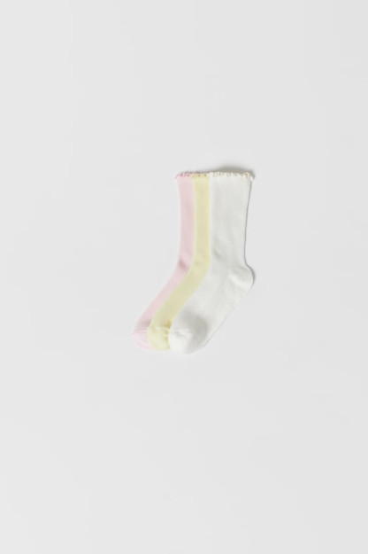 ДЕТИ/ 3-ПАЧКА НОСКОВ С КРАЯМИ САЛАТА 12-14 years (25-27 cm)