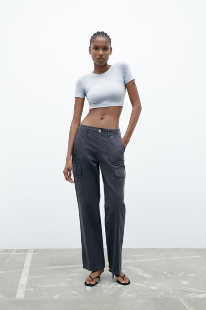 БРЮКИ-КАРГО TRF HIGH-RISE STRAIGHT-FIT 38