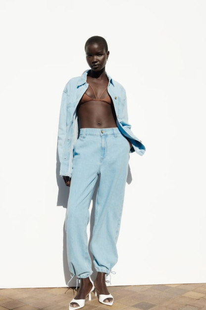 Z1975 HIGH-RISE XL bog'langan jogger jinsi shimlar
