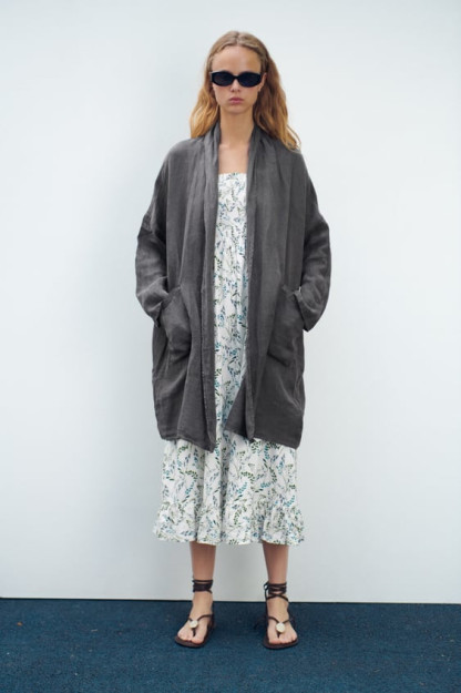 LINEN KIMONO С КАРМАНАМИ M-L