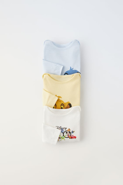 Chaqaloq / uchta MICKEY MOUSE va FRIENDS uzun yengli kombinezonlarni to'plang © DISNEY 100th ANNIVERSARY 6-9 months (74 cm)
