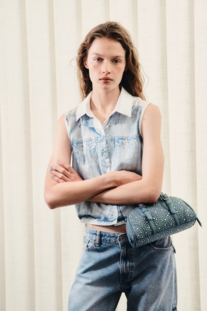 RINSTONES VA TOKALAR BILAN DENIM SUMKASI