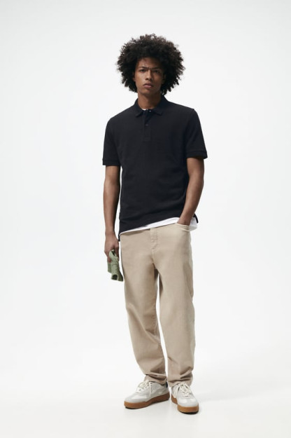 TEKSTURALI MAZALI POLO T-SHIRT M (AQSH M)