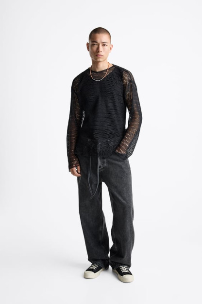 ФУТБОЛКА С СЕТЧАТОЙ ТЕКСТУРОЙ L-XL (US L-XL)