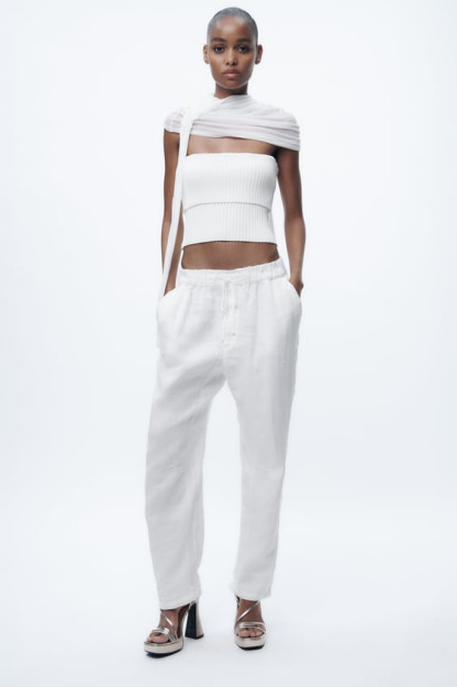 БРЮКИ LINEN В ПИЖАМНОМ СТИЛЕ L