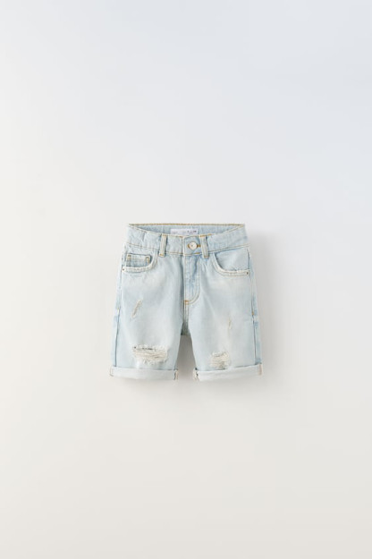 Yirtilgan Denim Bermud shimlari 10 yil (140 sm)
