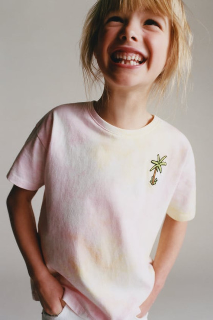TIE-DYE palma daraxti futbolkasi 12-18 oy (86 sm)