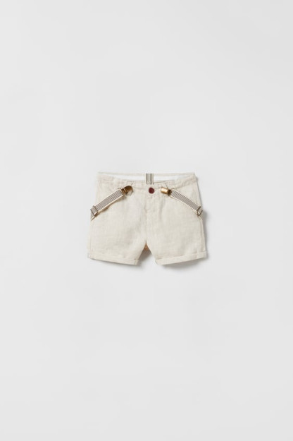 4-5 yil (110 sm)qavsli Linen Bermuda shortilari