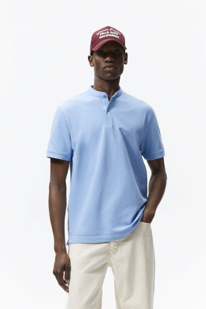 TEKSTURALI MAZALI POLO T-SHIRT L (AQSH L)