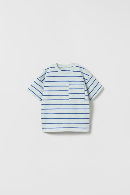 ПОЛОСАТАЯ КРЕПОВАЯ ФУТБОЛКА С КАРМАНОМ 12-18 months (86 cm)