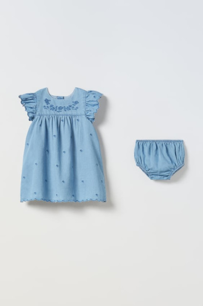 РАСШИТОЕ ГРЕБЕШКАМИ ДЖИНСОВОЕ ПЛАТЬЕ 9-12 months (80 cm)