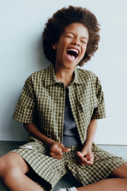 ТЕКСТУРИРОВАННЫЕ КЛЕТЧАТЫЕ ШОРТЫ-БЕРМУДЫ 7 years (122 cm)