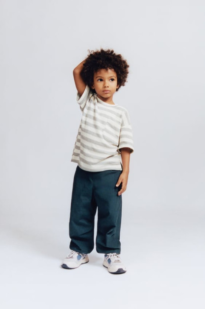 ПОЛОСАТАЯ КРЕПОВАЯ ФУТБОЛКА С КАРМАНОМ 2-3 years (98 cm)