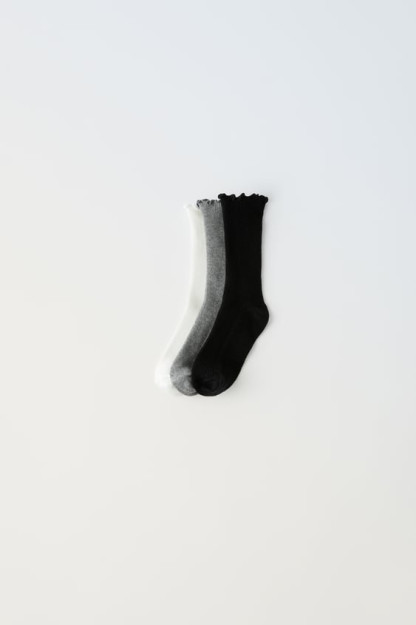 3-ПАЧКА ДЛИННЫХ НОСКОВ С КРАЯМИ САЛАТА 4-6 years (26-28 cm)
