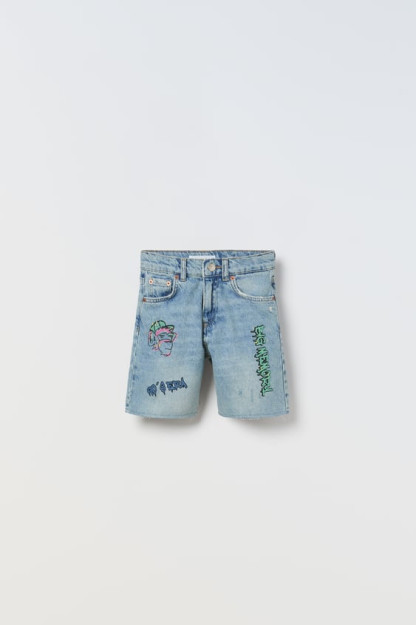 ДЖИНСОВЫЕ БЕРМУДСКИЕ ШОРТЫ С РИСУНКОМ ГРАФФИТИ 11-12 years (152 cm)