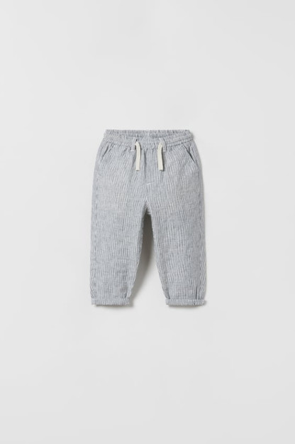 ПОЛОСАТЫЕ БРЮКИ ИЗ СМЕСОВОЙ ТКАНИ НА ПОДКЛАДКЕ 12-18 months (86 cm)