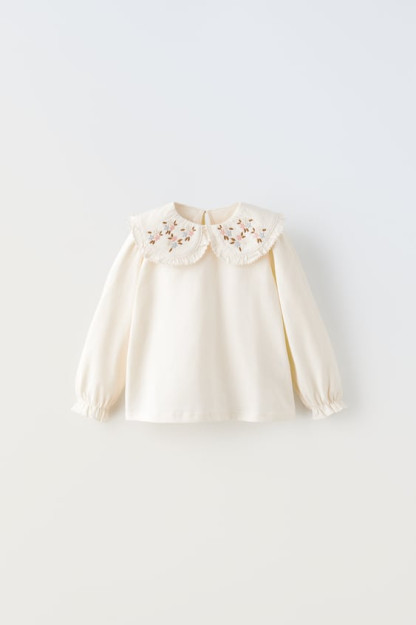 БЛУЗКА БОЛЬШОГО РАЗМЕРА С ВЫШИВКОЙ И ВОРОТНИКОМ-НАГРУДНИКОМ 2-3 years (98 cm)