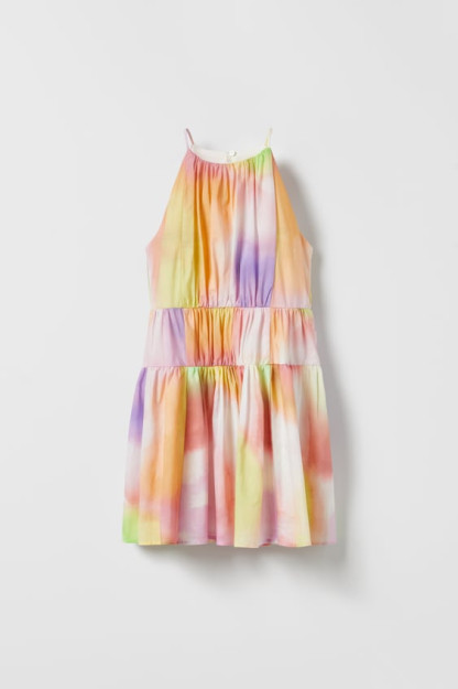 ПЛАТЬЕ С ЛЯМКОЙ НА ШЕЕ, ОБШИТОЕ ПАНЕЛЯМИ TIE-DYE 13-14 years (164 cm)