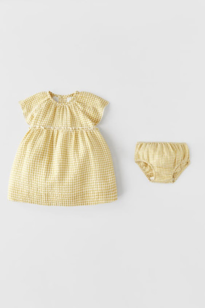 Gingham 3-6 oylik teksturali libos (68 sm)