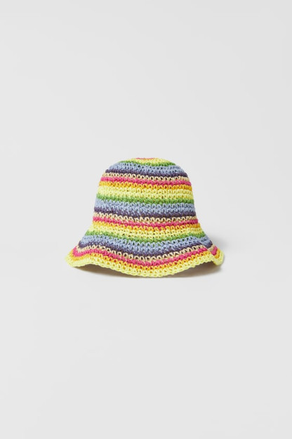 Raffia 10-14 yil bolalar / rangli shlyapa (56 sm)