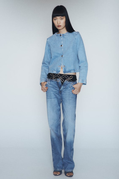 Z1975 S tugmachali Denim ko'ylagi