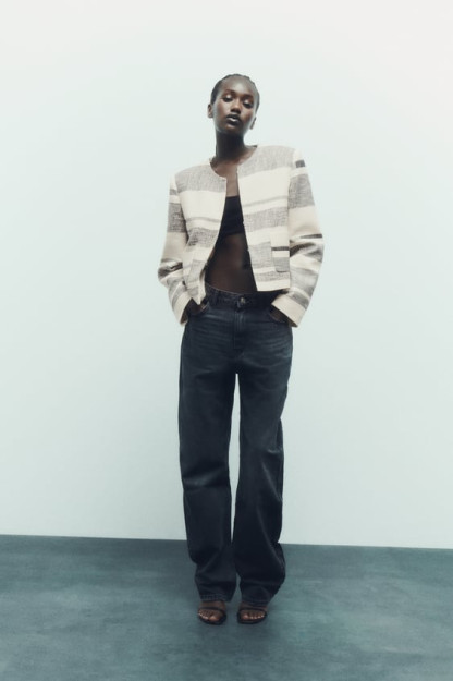 CHIZIQLI TEKSTURALI BLAZER M