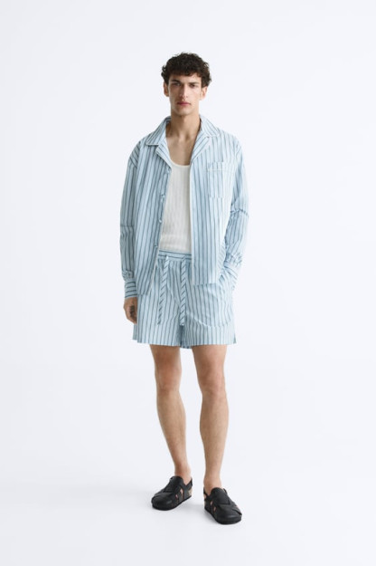 M CHIZIQLI POPLIN BERMUDA SHORTILARI