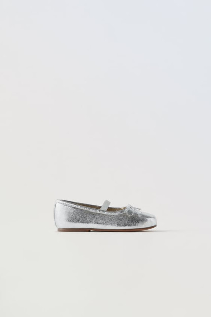 МЕТАЛЛИЧЕСКИЕ БАЛЕТКИ С БАНТОМ 24 (14,9 cm)