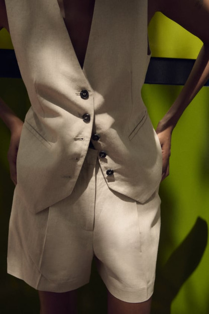 LINEN BLEND HIGH-WAIST M BERMUD SHORTILARI