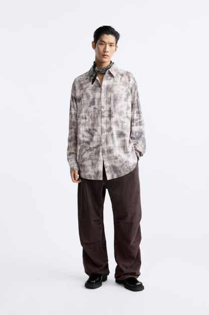 TIE-DYE CHECK OVERSHIRT L (US L)YOZILGAN FUTBOLKA