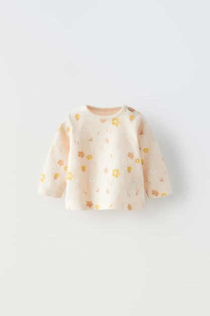 ВЯЗАНАЯ ФУТБОЛКА SLUB С ЦВЕТОЧНЫМ ПРИНТОМ 3-6 months (68 cm)