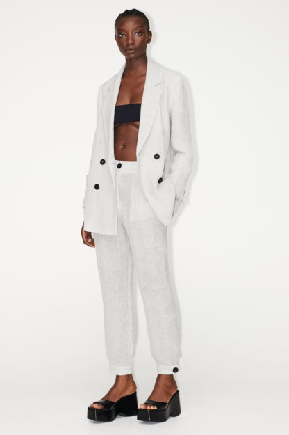 S QATLAMLI EFFEKTLI LINEN BLEND BLAZER