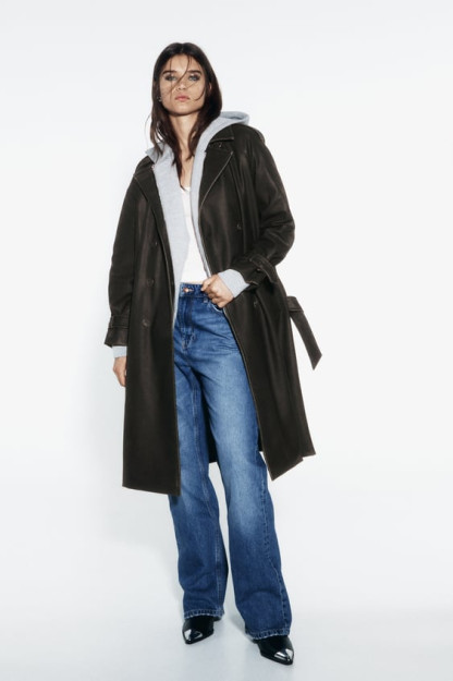 XL ESKIRGAN TERI EFFEKTI TRENCH PALTOSI