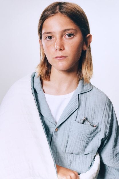9-10 yillik cho'ntakli teksturali pijama (140 sm)