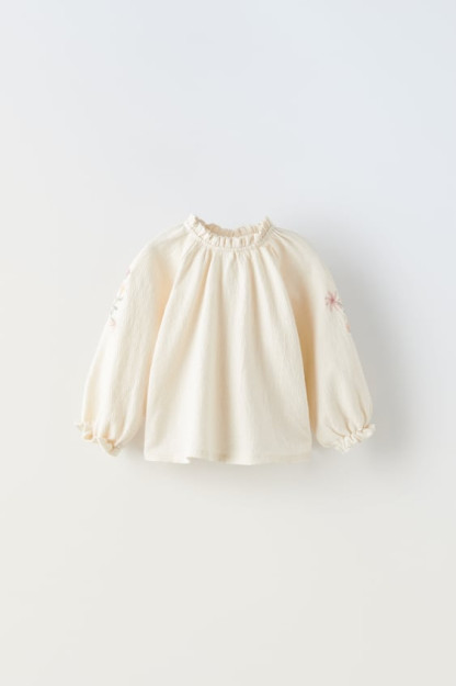 ФУТБОЛКА С ЦВЕТОЧНОЙ ВЫШИВКОЙ 6-9 months (74 cm)