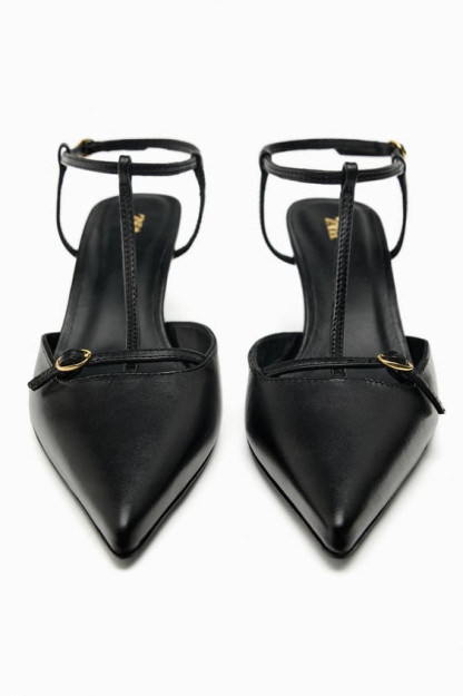 Кожаные туфли на каблуке ZARA 42