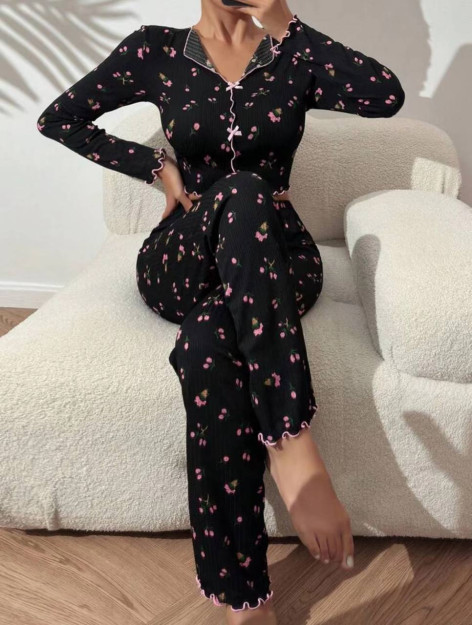 S qovurg'ali pijama to'plami 000544