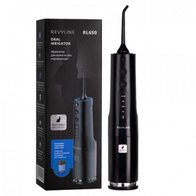 Портативный ирригатор Revyline RL 650  Irrigator Revyline RL 650 Black Портативный ирригатор Revyline RL 650  Irrigator Revyline RL 650 Black Габариты – 228х69х51 мм. Вес – 310 г.