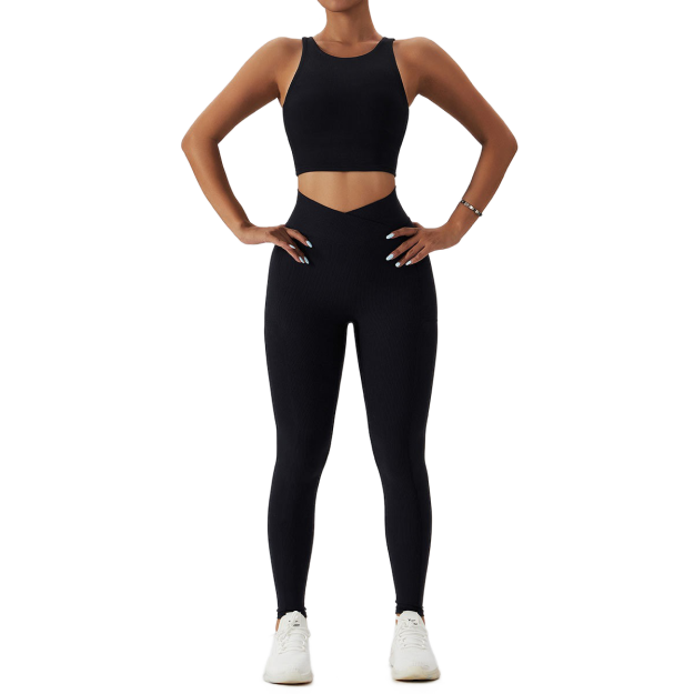 XL chiziqli va kamar xochli Push-up leggings FWLEG65