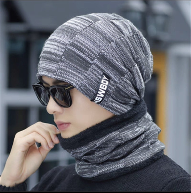 Erkaklar to'plami shlyapa va sharf tomoq snood 02   804