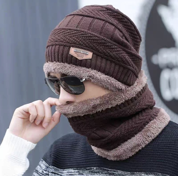 Erkaklar to'plami shlyapa va sharf tomoq snood 01   803