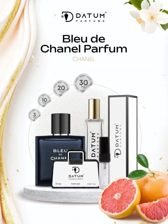Erkaklar atiri Datum Parfume Bleu de Chanel 10 ml, bergamot lavanda va sandal bilan
